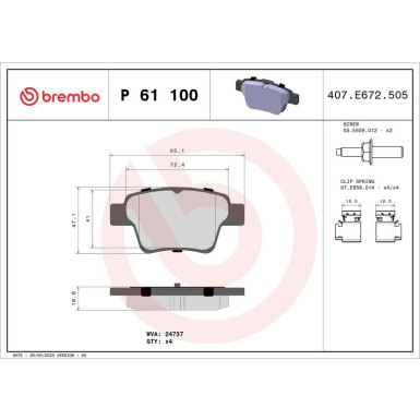 Brembo | Bremsbelagsatz, Scheibenbremse | P 61 100