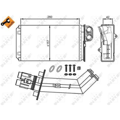 NRF | Wärmetauscher, Innenraumheizung | mit Rohr | 54280
