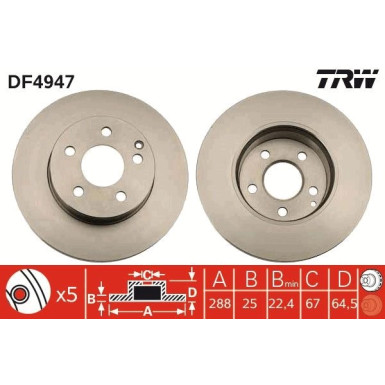 TRW | Bremsscheibe | DF4947