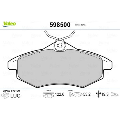 Valeo | Bremsbelagsatz, Scheibenbremse | 598500