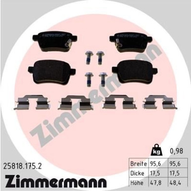 Zimmermann | Bremsbelagsatz, Scheibenbremse | 25818.175.2