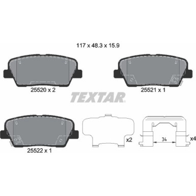 Textar | Bremsbelagsatz, Scheibenbremse | 2552003