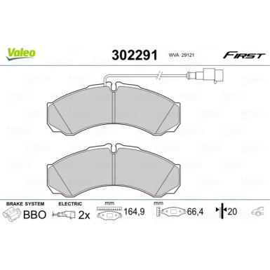 Valeo | Bremsbelagsatz, Scheibenbremse | 302291