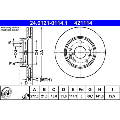 ATE | Bremsscheibe | 24.0121-0114.1