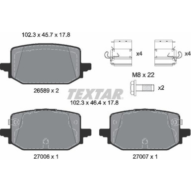 Textar | Bremsbelagsatz, Scheibenbremse | 2658901