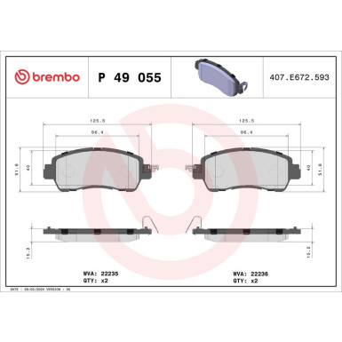 Brembo | Bremsbelagsatz, Scheibenbremse | P 49 055