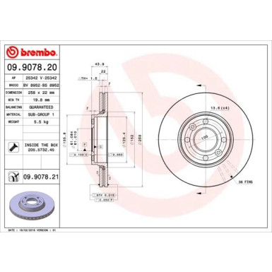 Brembo | Bremsscheibe | 09.9078.21