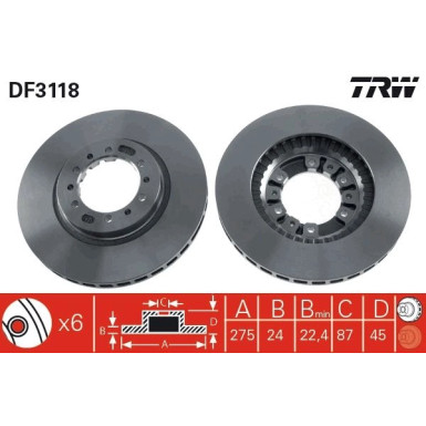 TRW | Bremsscheibe | DF3118