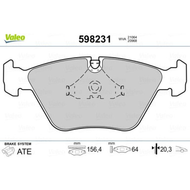 Valeo | Bremsbelagsatz, Scheibenbremse | 598231