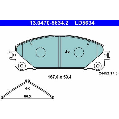 ATE | Bremsbelagsatz, Scheibenbremse | 13.0470-5634.2