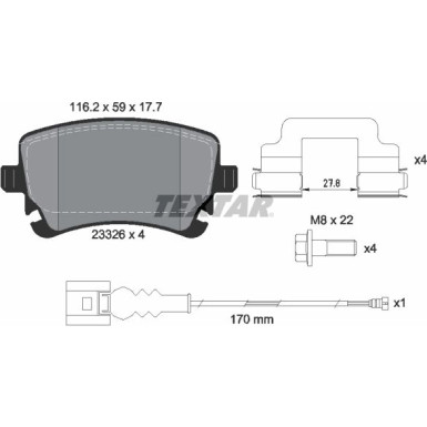 Textar | Bremsbelagsatz, Scheibenbremse | 2332602