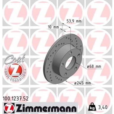 Zimmermann | Bremsscheibe | 100.1237.52