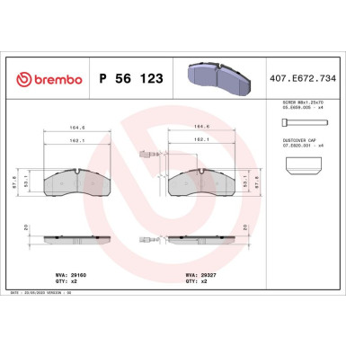 Brembo | Bremsbelagsatz, Scheibenbremse | P 56 123