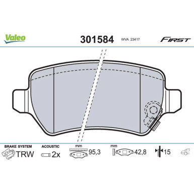 Valeo | Bremsbelagsatz, Scheibenbremse | 301584