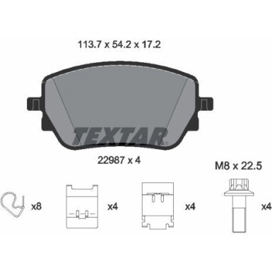 Textar | Bremsbelagsatz, Scheibenbremse | 2298701