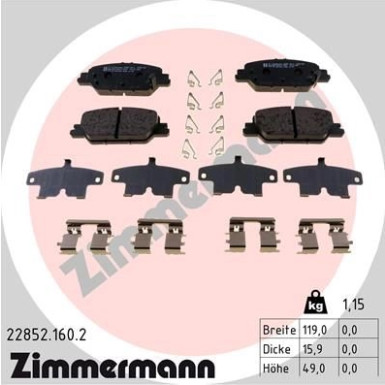 Zimmermann | Bremsbelagsatz, Scheibenbremse | 22852.160.2