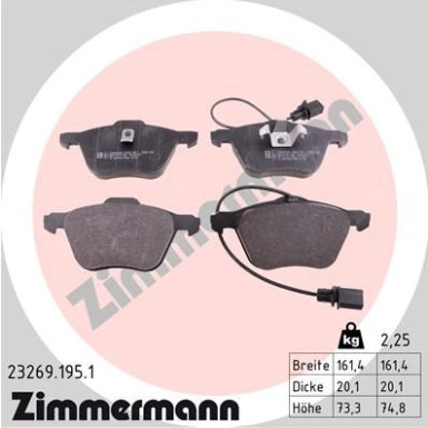 Zimmermann | Bremsbelagsatz, Scheibenbremse | 23269.195.1