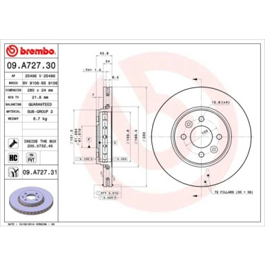 Brembo | Bremsscheibe | 09.A727.31