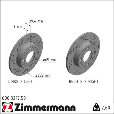 Zimmermann | Bremsscheibe | 600.3217.53