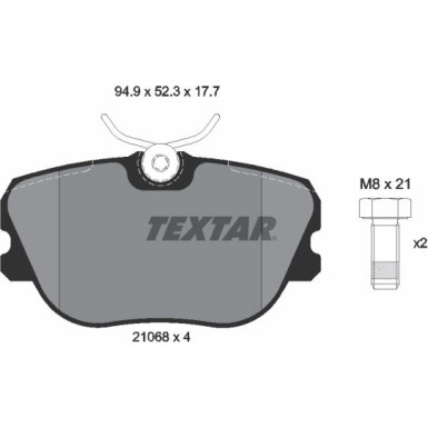 Textar | Bremsbelagsatz, Scheibenbremse | 2106804