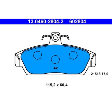 ATE | Bremsbelagsatz, Scheibenbremse | 13.0460-2804.2