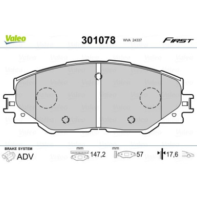 Valeo | Bremsbelagsatz, Scheibenbremse | 301078