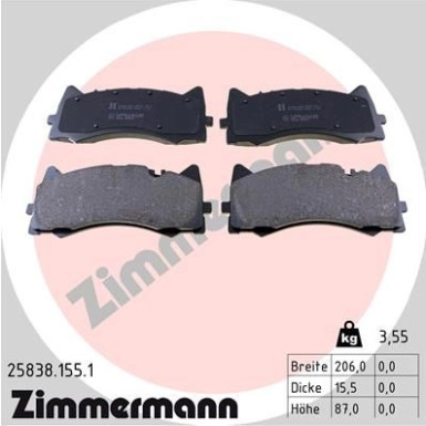 Zimmermann | Bremsbelagsatz, Scheibenbremse | 25838.155.1 Zimmermann | Bremsbelagsatz, Scheibenbremse | 25838.155.1