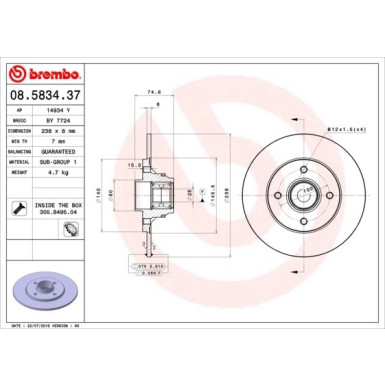 Brembo | Bremsscheibe | 08.5834.37