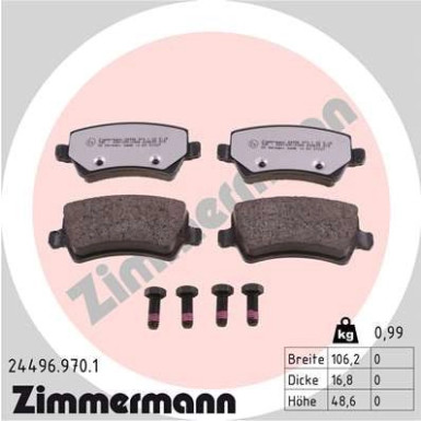 Zimmermann | Bremsbelagsatz, Scheibenbremse | 24496.970.1