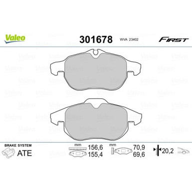 Valeo | Bremsbelagsatz, Scheibenbremse | 301678