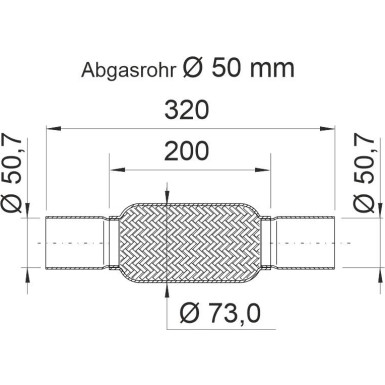 ERNST Flexrohr, Abgasanlage 200 mm, Edelstahl, Interlock, mit Rohrstutzen