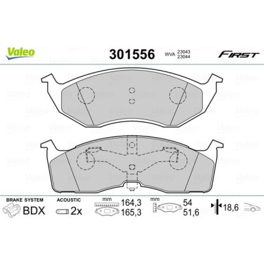 Valeo | Bremsbelagsatz, Scheibenbremse | 301556