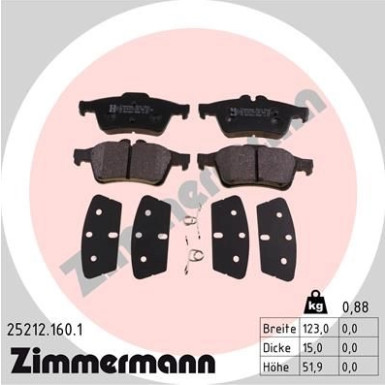 Zimmermann | Bremsbelagsatz, Scheibenbremse | 25212.160.1