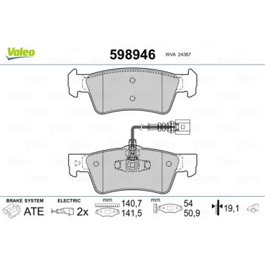 Valeo | Bremsbelagsatz, Scheibenbremse | 598946