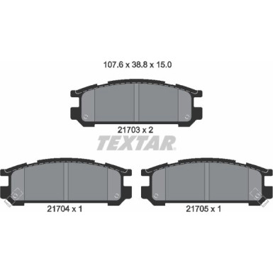 Textar | Bremsbelagsatz, Scheibenbremse | 2170301