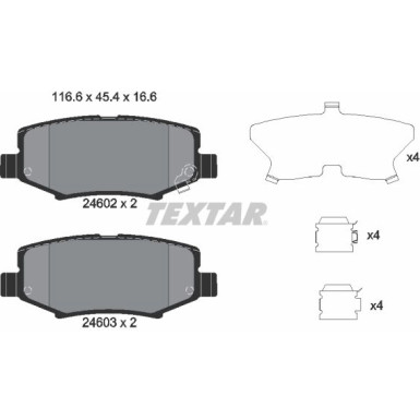 Textar | Bremsbelagsatz, Scheibenbremse | 2460201