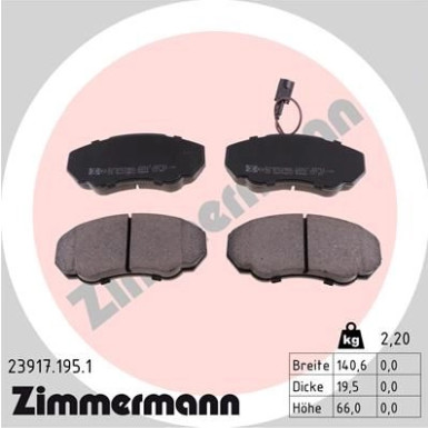 Zimmermann | Bremsbelagsatz, Scheibenbremse | 23917.195.1