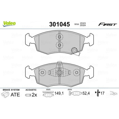 Valeo | Bremsbelagsatz, Scheibenbremse | 301045