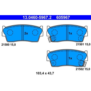 ATE | Bremsbelagsatz, Scheibenbremse | 13.0460-5967.2