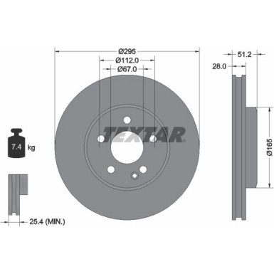 TEXTAR 92241603 Bremsscheibe PRO 295x28mm innenbelüftet