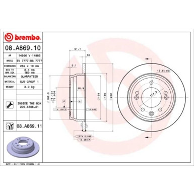 Brembo | Bremsscheibe | 08.A869.11