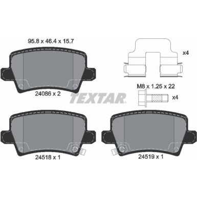 Textar | Bremsbelagsatz, Scheibenbremse | 2408601