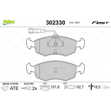 Valeo | Bremsbelagsatz, Scheibenbremse | 302330