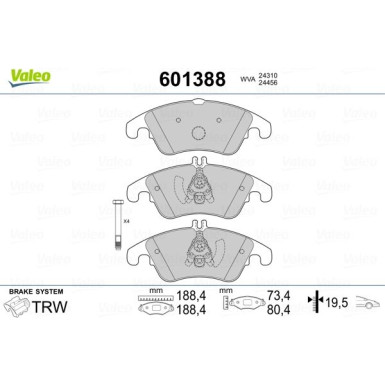 Valeo | Bremsbelagsatz, Scheibenbremse | 601388