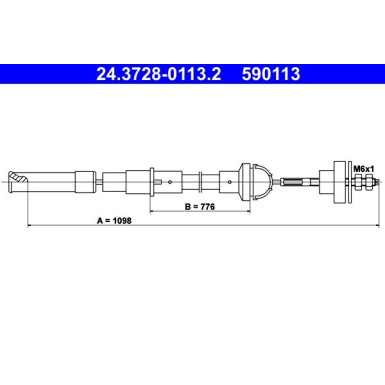 ATE | Seilzug, Kupplungsbetätigung | 24.3728-0113.2