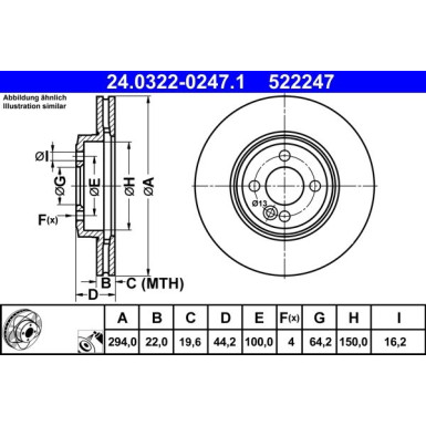 ATE | Bremsscheibe | 24.0322-0247.1