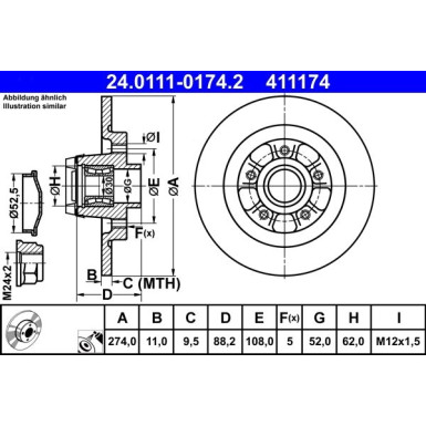 ATE | Bremsscheibe | 24.0111-0174.2