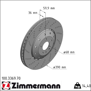 100.3369.70 Zimmermann Bremsscheibe Ø390 Formula Z gelocht