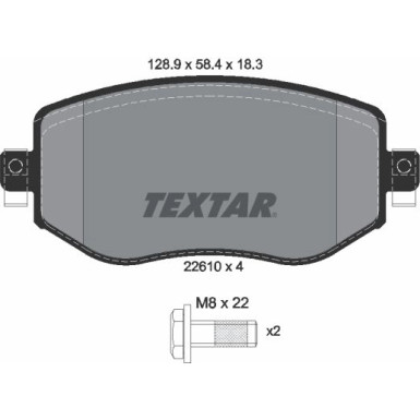 TEXTAR 2261001 Bremsbeläge für RENAULT MEGANE mit akustischer Verschleißwarnung, mit Schrauben