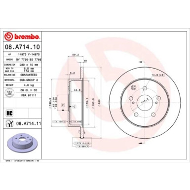 Brembo | Bremsscheibe | 08.A714.11